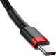 Кабель Baseus Cafule Type-C to Type-C 60W PD 2.0 (480 Мбит/с) 2m Черный/Красный (CATKLF-H91) - изображение 3