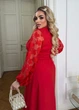 Вечернее платье макси с кружевными рукавами и разрезом (052717501) Красный 54-58 - изображение 5