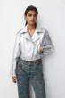 Куртка з еко шкіри Pull & Bear сріблястий NASUQ531 XL - изображение 1
