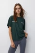 Футболка Pull & Bear темно-зелений з принтом FDOKK195 M - изображение 1