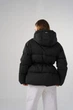 Женская зимняя куртка пуховик с камнями средней длины Clasna 995DW черная S - изображение 4