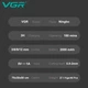 Профессиональная аккумуляторная машинка для стрижки волос и бороды VGR V-699 White, триммер мужской с LED дисплеем, 4 насадки, для окантовки и ухода дома - изображение 2