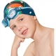 WATERTIME / Детская плавательная шапочка Shui Chuan для мальчиков и девочек, водонепроницаемая силиконовая, не сдавливающая уши, с принтом динозавров. - изображение 1