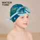 WATERTIME / Детская плавательная шапочка Shui Chuan для мальчиков и девочек, водонепроницаемая силиконовая, не сдавливающая уши, с принтом динозавров. - изображение 5