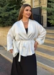 Женская блуза шовкова на запах с поясом (04426103) Белый 56-58 - изображение 4