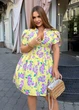 Женское мини-платье из натурального хлопка на шнуровке (052800801) Желтый троянда 60-64 - изображение 3