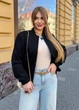 Бомбер жіночий замшевий з підплічниками (0527139901) Чорний 62-64 - зображення 4