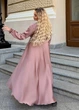 Вечернее платье макси шелковое с длинными рукавами (037447501) Мокко 50-52 - изображение 5
