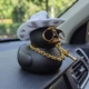Декоративна фігурка качка в авто 8.5 см, чорне каченя в ковбойському капелюсі з окулярами на торпеду автомобіля Чорний - зображення 3