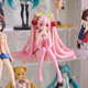 Коллекционная аниме фигурка Hatsune Sakura Miku 12 см , статуэтка Хатсуне Мику для полки декора авто сидячая Розовая - изображение 2