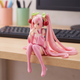 Коллекционная аниме фигурка Hatsune Sakura Miku 12 см , статуэтка Хатсуне Мику для полки декора авто сидячая Розовая - изображение 4