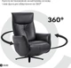 Крісло-реклайнер софа Qlab RC300B Leather Black - зображення 9