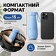 Складной карманный мини-зонт в футляре 90 × 52 см, 15 см в сложенном виде, 240 г, голубой - изображение 2