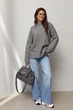 Вязаный джемпер oversize с широкими рукавами цвет серый размер ONE SIZE FL_003584 - изображение 3