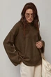 В'язаний джемпер oversize із широкими рукавами колір коричневий розмір ONE SIZE FL_003584 - зображення 1