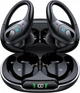 Беспроводные спортивные наушники TWS Bluetooth V 5.4 с ENC шумоподавлением водонепроницаемые IPX5 креплением на ухо LED дисплеем вакуумные стерео блютуз для тренировки фитнеса зала прогулок и повседневного использования Черный - изображение 1