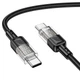 Кабель HOCO U129 Spirit transparent charging data cable Type-C to Type-C 60W 3A 1.2m Black - зображення 2
