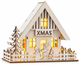Новогодний деревянный домик LIV&BO с LED-подсветкой, 18×16x9 см, теплый белый свет - изображение 1