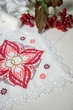 Серветка для обручальних кілець з червоною вишивкою - зображення 2