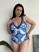 Женский сплошной купальник больших размеров из парео с утягивающим эффектом Бифлекс 5XL Синий (SW3671) - изображение 2