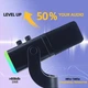 YU8 динамический игровой микрофон для ПК, USB/XLR с шумоподавлением и RGB игровых консолей и смарт-устройств, стриминга - черный - изображение 2