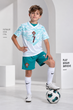 Детская футбольная форма Криштиану Роналду Cristiano Ronaldo №7 Португалия Portugal 2026 бело-бирюзовая, футболка + шорты, размер 24, рост 130–140 см - изображение 4