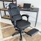 Игровое кресло с широким сиденьем DEXON RD-6017 с подставкой для ног из экокожи, Чёрное - изображение 8