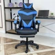 Игровое кресло с широким сиденьем DEXON RD-6017 с подставкой для ног из экокожи, Синее - изображение 10