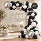 Набор воздушных шаров для арки и фотозоны Happy Birthday 81 предмет, чёрный белый серебро YW-03082 - изображение 1