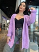 В'язаний жіночий кардиган NASTIA, колір бузковий, розмір onesize - изображение 4