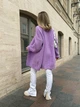 В'язаний жіночий кардиган NASTIA, колір бузковий, розмір onesize - изображение 7
