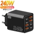 Мережевий зарядний пристрій Блок живлення для телефона 240W 4 USB A + 4 USB Type-C Швидке заряджання PD+QC3.0 Блок заряджання для Samsung, IPhone, Xiaomi, Redmi, Huawei, Realme 697 Black - зображення 1