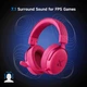 Наушники MCHOSE V9 PRO Pink Беспроводная Игровая Гарнитура, Радиоканал/Bluetooth/3.5мм. Съемный Микрофон, RGB Подсветка, Объемный звук 7.1, Автономная работа 250 Часов - изображение 3