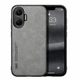 Кожаный чехол X&E для Xiaomi Poco F7 с металлической вставкой gray - изображение 1