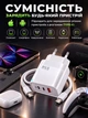 Комплект швидкої зарядки LEXEGO 65W мережевий зарядний пристрій (USB-A + 2xUSB-C) + кабель USB Type-C 1 метр PD3.0 QC3.0 для телефона ноутбука планшета універсальний блок живлення зі шнуром на Samsung Xiaomi iPhone білий (65C2A1-KT-W) - зображення 5