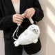 Детская плюшевая сумка в виде тюленя Lesko 52626 White меховая сумка-игрушка - изображение 3