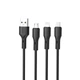 Кабель XO NB230 2.4A Rock series 3 in 1 data cable Чорний - изображение 3