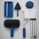 Комплект малярних валиків Paint Roller синій 16 см, 7 см, 30 см, 1 л, телескопічна ручка (3 секції) - изображение 1