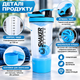Шейкер спортивний ShakerBottle 700 мл для протеїну та коктейлів із кулькою-міксером і контейнером для порошку, герметичний - зображення 1