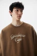 Світшот на флісі Pull & Bear бежевий з принтом KGOBY526 XL - изображение 4
