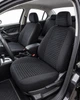 Чехлы на сиденья Toyota Corolla (Тойота Королла), универсальные, ткань + алькантара, полоска, комплект, черные - изображение 5