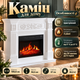 Каминокомплект 1800 Вт до 30 м² белый 23″ с порталом Электрокамин пристенный LED-пламя пульт термостат обогрев для дома - изображение 1