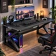 Игровой компьютерный стол письменный столик для дома и офиса 140х60х72,5 см Черный (QD546) - изображение 6