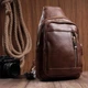 Женская слинг сумка Vintage коричневая через плечо из экокожи с регулируемым ремнем и внешними карманами 71085 - изображение 9