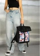 Женский городской рюкзак RollTop Sambag One Flowers для ноутбука до 16–17 дюймов из экокожи, черный с цветочным принтом 60566 - изображение 7