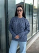 Подовжений вʼязаний жіночий светр NADIA, колір Джинс розмір One Size - изображение 4