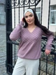 Жіночий вʼязаний тонкий джемпер BELLA, колір Темна пудра розмір One Size - изображение 2
