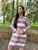 Вʼязана сукня у смужку DJULIA, колір Темна пудра розмір One Size - изображение 5