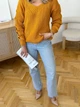 Подовжений вʼязаний жіночий светр VERONIKA, колір Гірчичний розмір One Size - изображение 3
