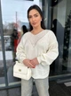 Жіночий вʼязаний тонкий ажурний джемпер ALINA, колір Білий розмір One Size - зображення 6